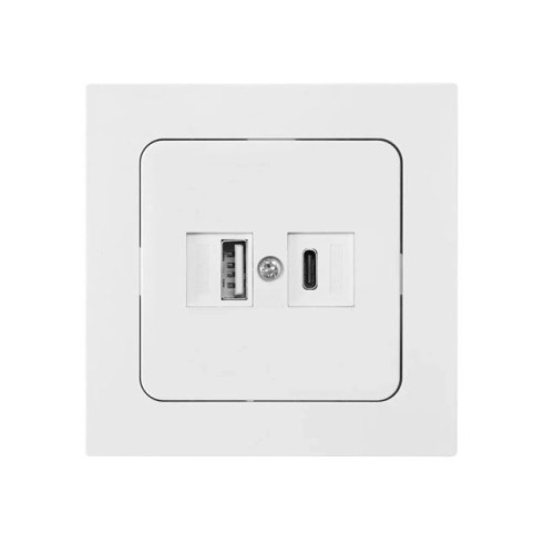 Розетка с двумя USB-разъемами (скрытая) белая, Astrum BYLECTRICA