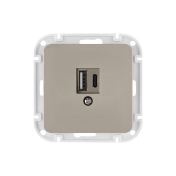 Розетка с двумя USB-разъемами (узел, скрытая) песочная, Astrum BYLECTRICA