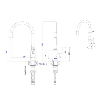 Смеситель для кухни (SUS 304) D35, серия LES  AV Engineering