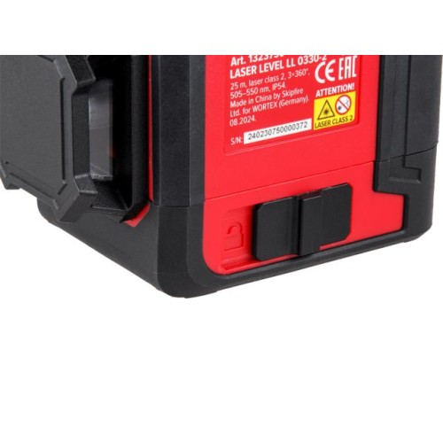 Нивелир лазерный линейный WORTEX LX LL 0330-2 (3х360°, до 25 м, +/- 0.3 мм/м, зеленый)