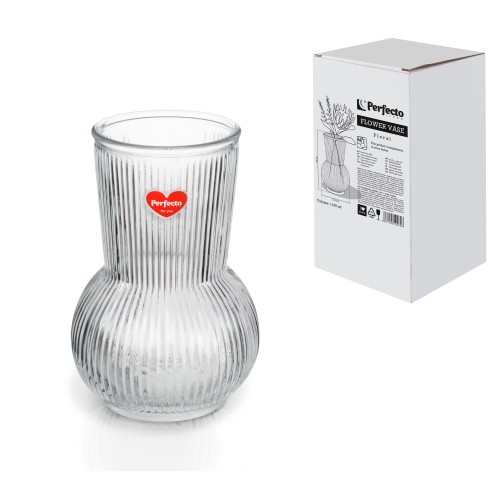Ваза для цветов, стеклянная, 19х11,5 см, серия Floral, PERFECTO LINEA