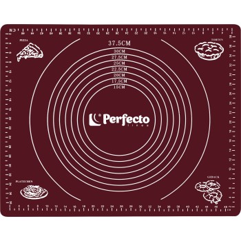Коврик для теста с мерными делениями, силиконовый, 50х40 см, BURGUNDY, PERFECTO LINEA