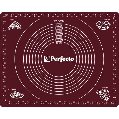 Коврик для теста с мерными делениями, силиконовый, 50х40 см, BURGUNDY, PERFECTO LINEA