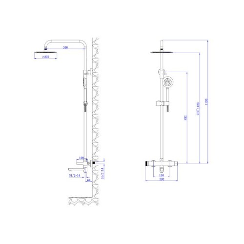 Душевая система (SUS 304) D35, серия BON AV Engineering