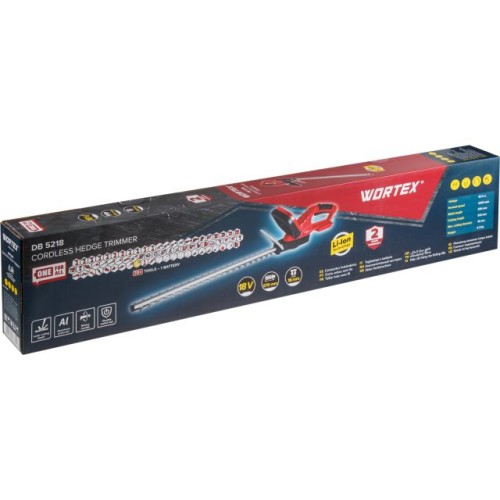 Аккум. кусторез WORTEX DB 5218 с акб и зу, 570 мм, шаг 16 мм