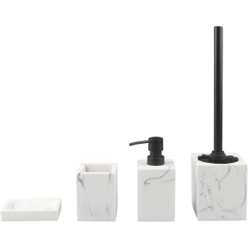 Набор аксессуаров для ванной комнаты, 4 предмета, MARBLE, белый, PERFECTO LINEA