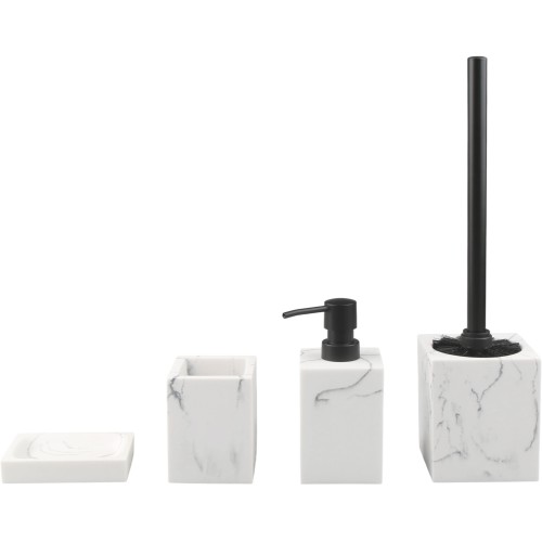 Набор аксессуаров для ванной комнаты, 4 предмета, MARBLE, белый, PERFECTO LINEA