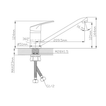 Смеситель для кухни (Lt) D40, серия ROM AV Engineering