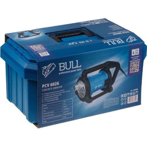 Вибратор глубинный BULL PCV 6026 в чем. 2600 Вт, 12000 об/мин, до 58 мм