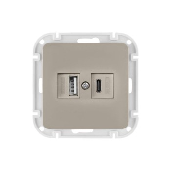 Розетка с двумя USB-разъемами (скрытая, узел) песочная, Astrum BYLECTRICA