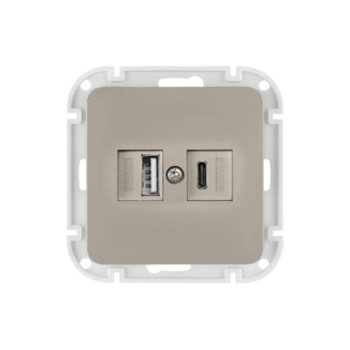 Розетка с двумя USB-разъемами (скрытая, узел) песочная, Astrum BYLECTRICA