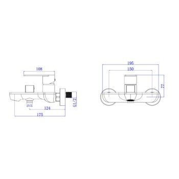 Смеситель для ванны (SUS 304) D35, серия LES  AV Engineering