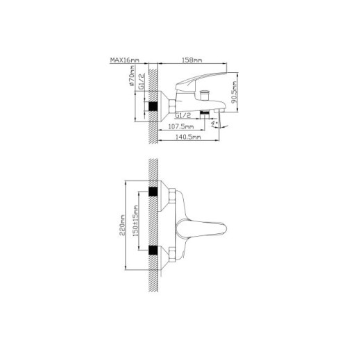 Смеситель для ванны (Lt) D35, серия SHU AV Engineering