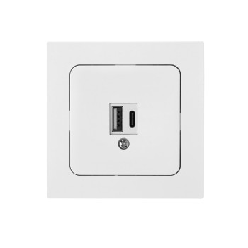 Розетка с двумя USB-разъемами (скрытая) белая, Astrum BYLECTRICA
