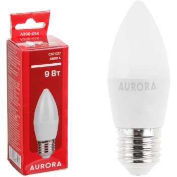 Лампа светодиодная C37 СВЕЧА 9Вт 230В E27 4500K AURORA