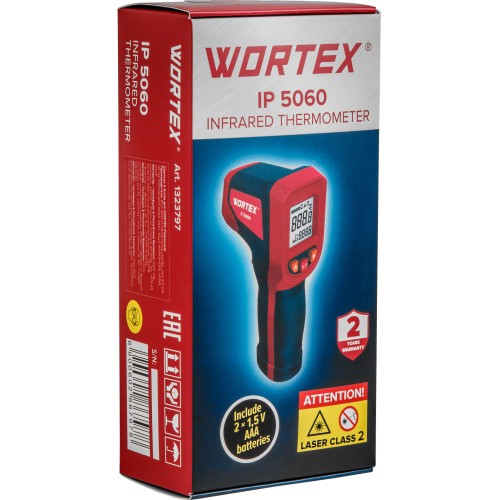 Инфракрасный термометр (пирометр) WORTEX IP 5060 -50°C...+600°C,регулировка чувствительности 0,1-1,0