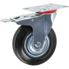 Опора колёсная d-125мм на площадке с фиксатором, резиновая STARFIX
