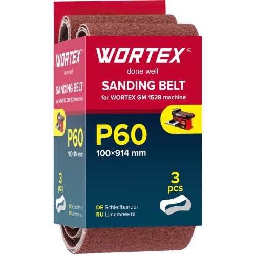 Шлифлента 100x914 мм P60 бесконечная 3 шт. для станка WORTEX GM 1528
