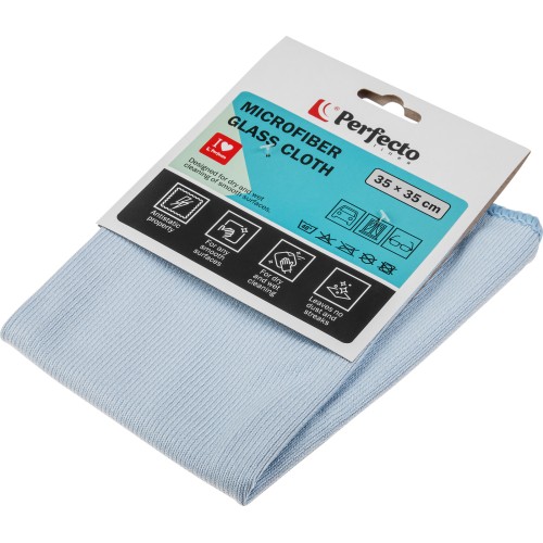 Салфетка из микрофибры 1 шт., 35х35 см, Чистое окно, PERFECTO LINEA