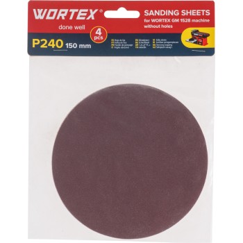 Шлифлист 150мм P240 без отв. 4 шт. для станка WORTEX GM 1528