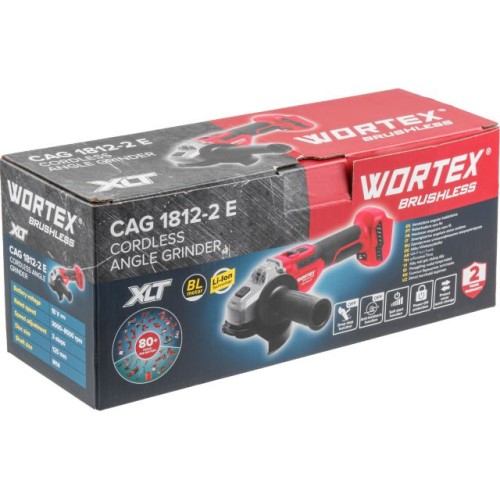 Аккум. углошлифмашина WORTEX CAG 1812-2 E, 125 мм