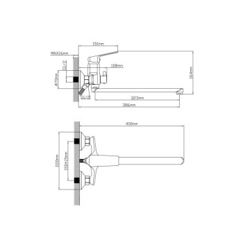 Смеситель для ванны (Lt) D35, серия WIN (black) AV Engineering