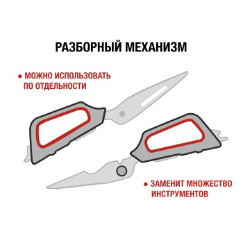 Ножницы кухонные многофункциональные 22.8 см, серия CHEF, PERFECTO LINEA