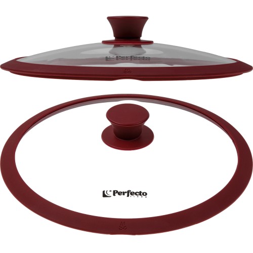 Крышка стеклянная, 260 мм, с силиконовым ободом, круглая, BURGUNDY, PERFECTO LINEA