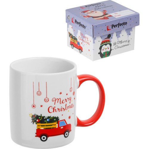 Кружка керамическая, в кор., 350 мл., MERRY CHRISTMAS-3, PERFECTO LINEA