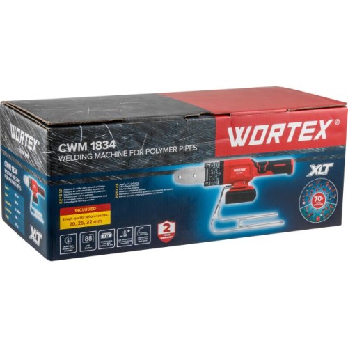 Аккум. сварочный аппарат для полимерных труб WORTEX CWM 1834 + 3 насадки