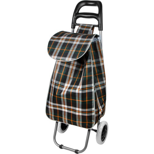 Сумка-тележка хозяйственная на колесах 30 кг, зеленая, клетка, PERFECTO LINEA