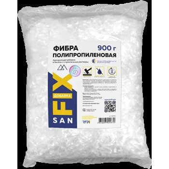 Фибра (армирующая добавка в бетоны и строительные растворы) полипропиленовая 900 г., SANFIX