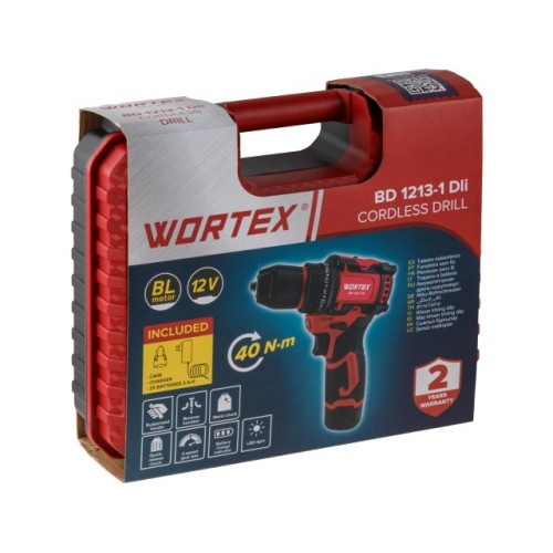 Аккум. дрель-шуруповерт WORTEX BD 1213-1 Dli 12 В, 40 Н*м, 2х2 А*ч, БЗП 10 мм