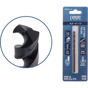 Сверло по металлу ц/х 4.2х43х75 мм HSS-Co Black EXPERT STARTUL