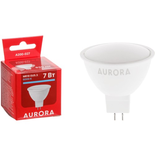 Лампа светодиодная MR16 7Вт 230В GU5.3  6000K AURORA