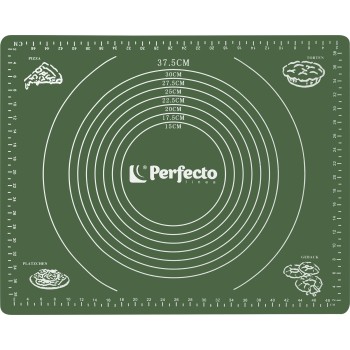 Коврик для теста с мерными делениями, силиконовый, 50х40 см, NATURAL GREEN, PERFECTO LINEA