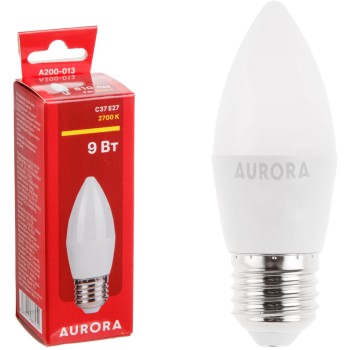 Лампа светодиодная C37 СВЕЧА 9Вт 230В E27 2700K AURORA