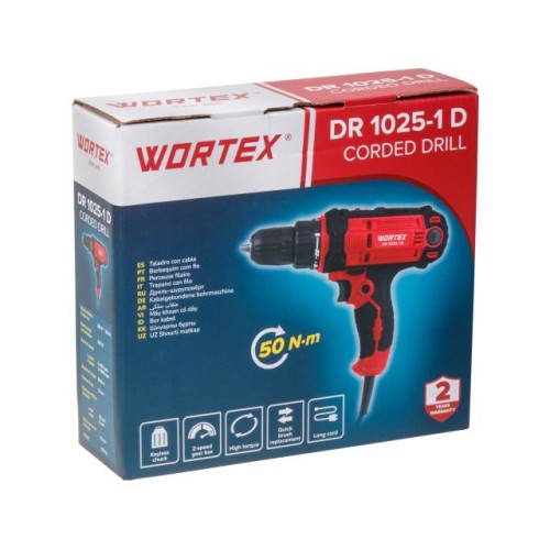 Дрель-шуруповерт WORTEX DR 1025-1 D 300 Вт, 50 Нм, 2 скор., быстрозажимной патрон: 10 мм
