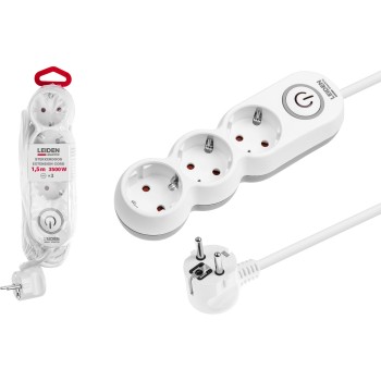 Удлинитель 1,5м (3 роз., 3,5кВт, с/з, выкл, ПВС 3х1,5) LEIDEN ELECTRIC
