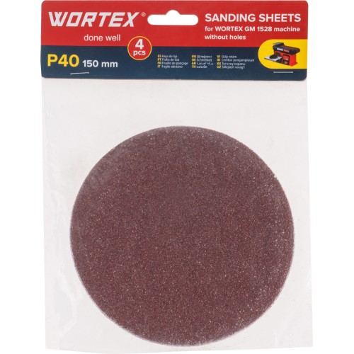 Шлифлист 150мм P40 без отв. 4 шт. для станка WORTEX GM 1528
