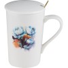Кружка керамическая с крышкой и ложкой, 350 мл., PEONY, PERFECTO LINEA