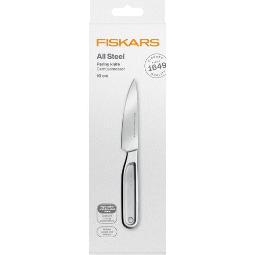 Нож для чистки овощей 10см цельнометаллический All Steel Fiskars