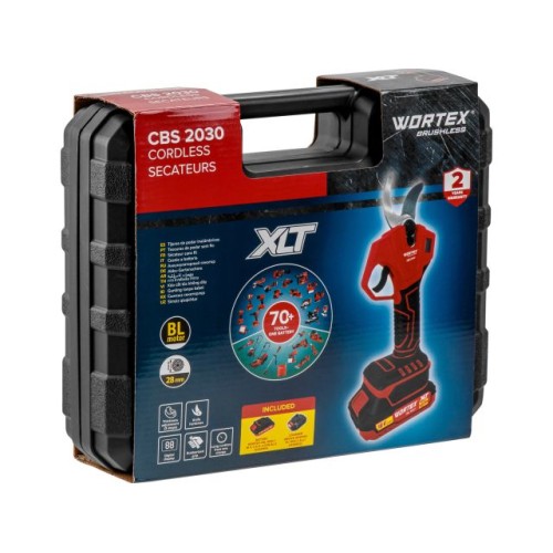 Аккум. секатор WORTEX CBS 2030 ALL1 SET, БЕСЩЕТ., 18 В, ветки до 28 мм
