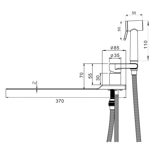 Смеситель для биде D25-A, серия SETA оружейная сталь, AV Engineering