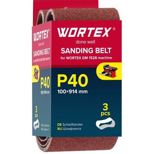 Шлифлента 100x914 мм P40 бесконечная 3 шт. для станка WORTEX GM 1528