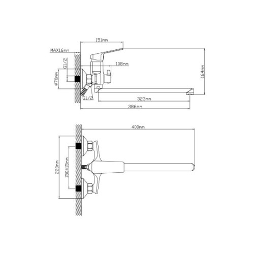Смеситель для ванны (Lt) D35, серия WIN AV Engineering