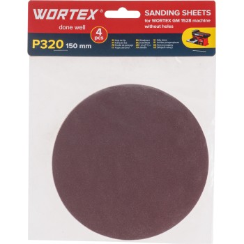 Шлифлист 150мм P320 без отв. 4 шт. для станка WORTEX GM 1528