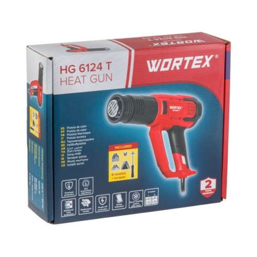 Термовоздуходувка WORTEX HG 6124 T + набор сопл 2000 Вт, 2 режима