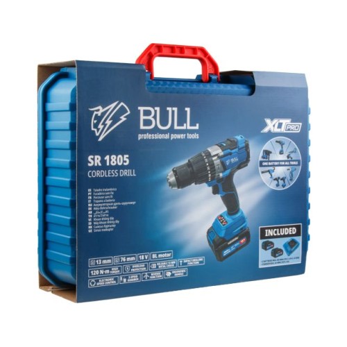Аккум. дрель-шуруповерт BULL SR 1805, 2х4 А*ч, 120 Н*м, БЗП(мет.) 13 мм
