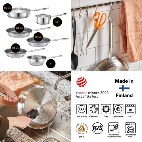 Сотейник 26 см с крышкой All Steel Fiskars